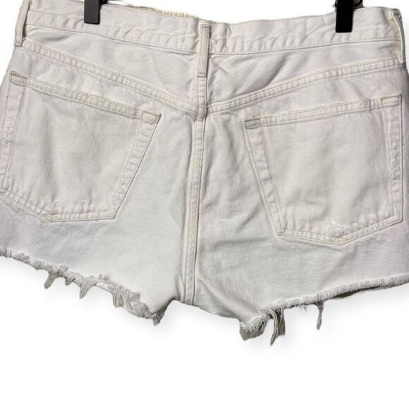 Agolde Parker Distressed White Raw Hem Denim Shorts 30 - Picture 1 of 9